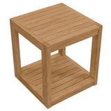 Avery Teak Wood Outdoor Patio Side Table in Natural