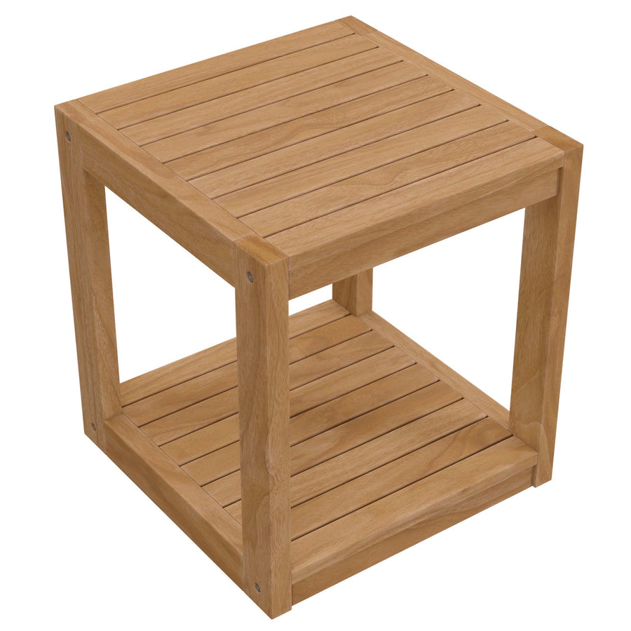 Avery Teak Wood Outdoor Patio Side Table in Natural