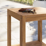 Avery Teak Wood Outdoor Patio Side Table in Natural