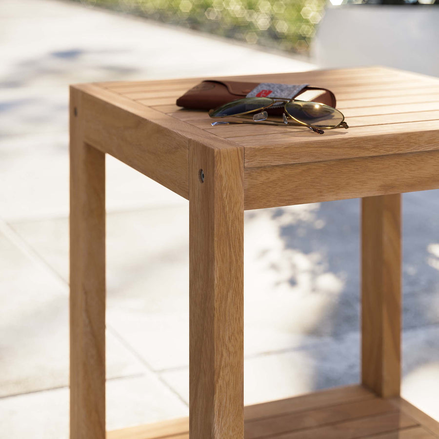 Avery Teak Wood Outdoor Patio Side Table in Natural