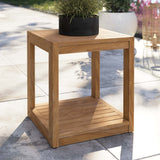Avery Teak Wood Outdoor Patio Side Table in Natural