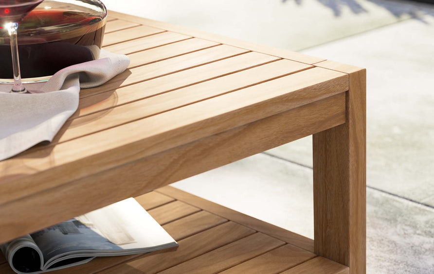 Avery Teak Wood Outdoor Patio Coffee Table in Natural