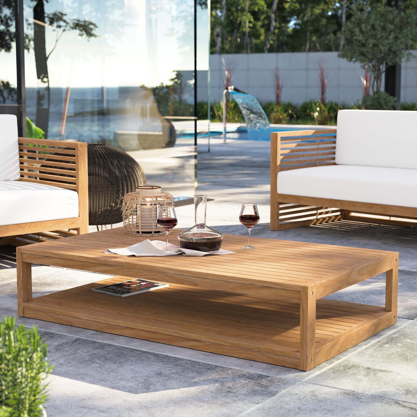 Carlsbad Teak Wood Outdoor Patio Coffee Table by Furniture For America