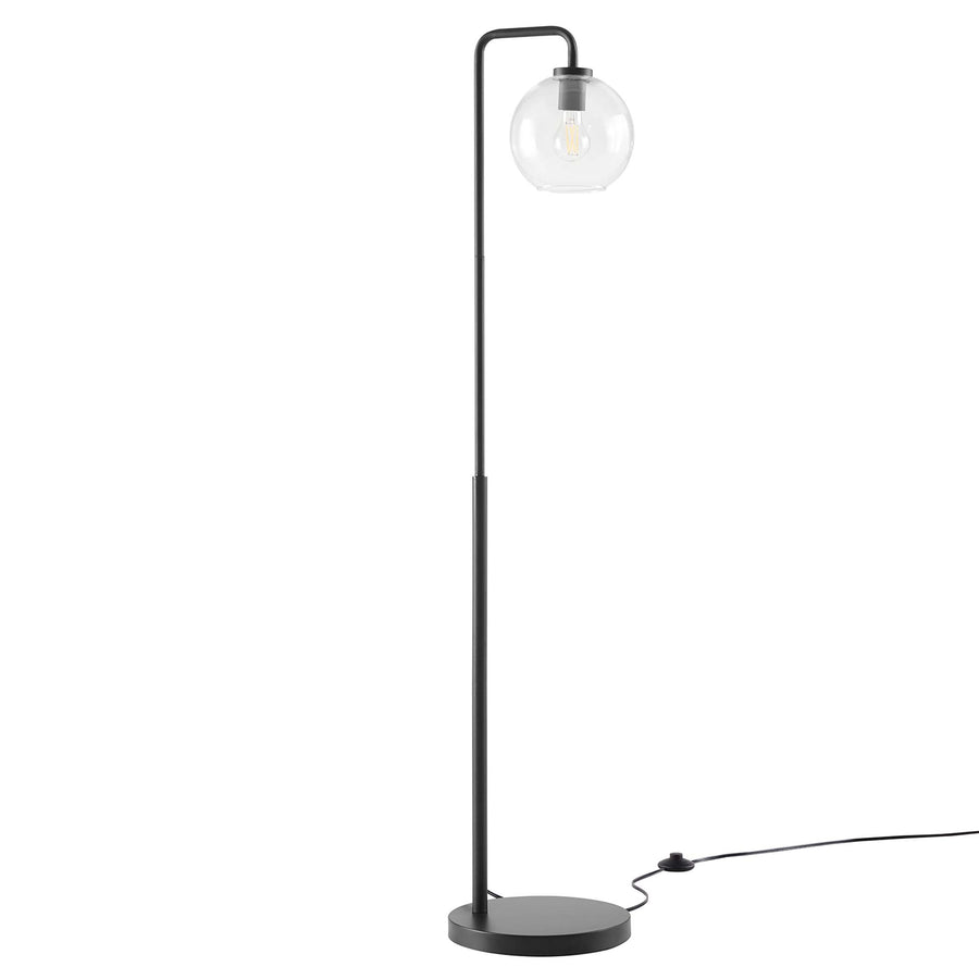 Dalkey Glass Globe Glass and Metal Floor Lamp in Black