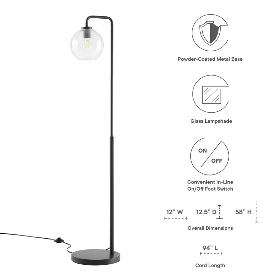 Dalkey Glass Globe Glass and Metal Floor Lamp in Black