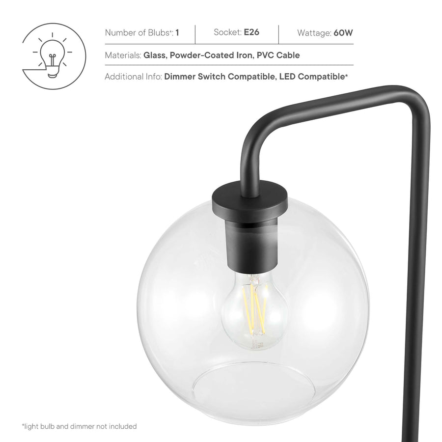 Dalkey Glass Globe Glass and Metal Floor Lamp in Black