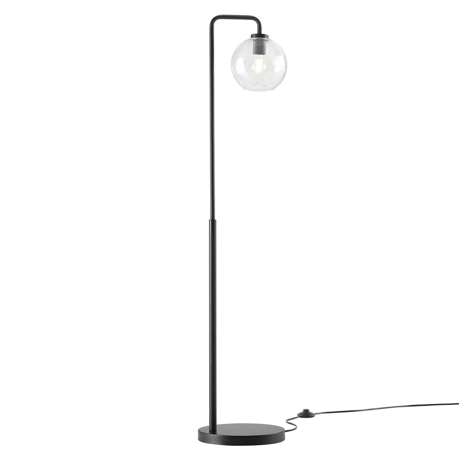 Dalkey Glass Globe Glass and Metal Floor Lamp in Black