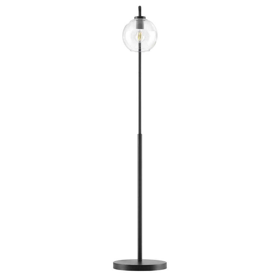 Dalkey Glass Globe Glass and Metal Floor Lamp in Black