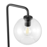 Dalkey Glass Globe Glass and Metal Floor Lamp in Black