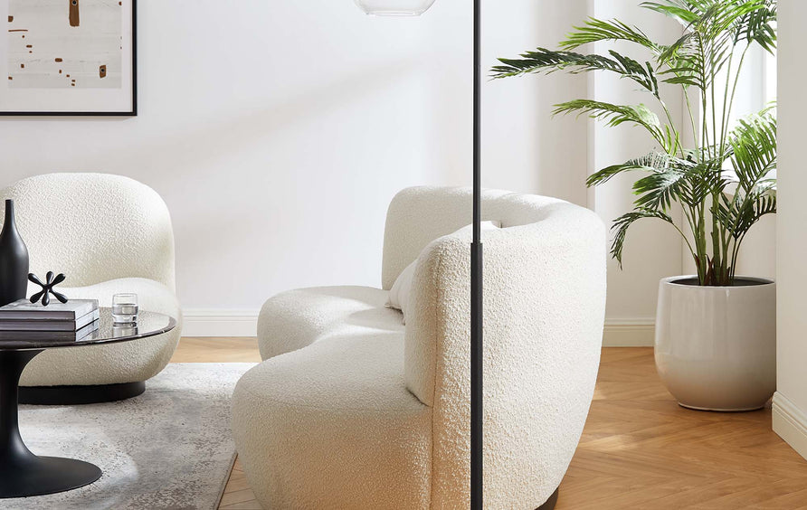 Dalkey Glass Globe Glass and Metal Floor Lamp in Black
