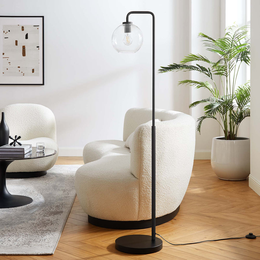 Dalkey Glass Globe Glass and Metal Floor Lamp in Black