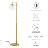 Dalkey Glass Globe Glass and Metal Floor Lamp in Satin Brass