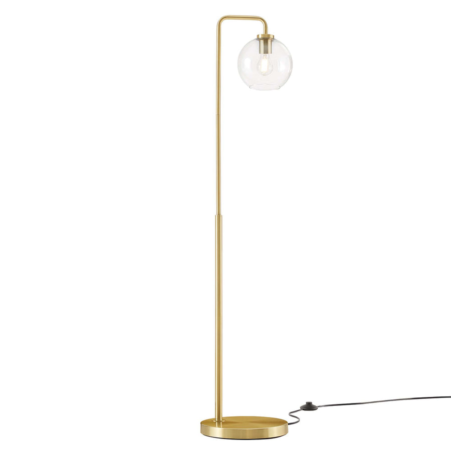Dalkey Glass Globe Glass and Metal Floor Lamp in Satin Brass