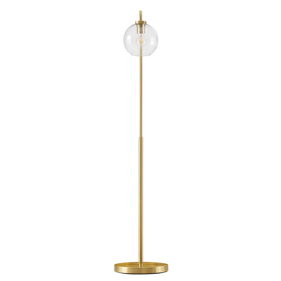 Dalkey Glass Globe Glass and Metal Floor Lamp in Satin Brass