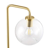 Dalkey Glass Globe Glass and Metal Floor Lamp in Satin Brass