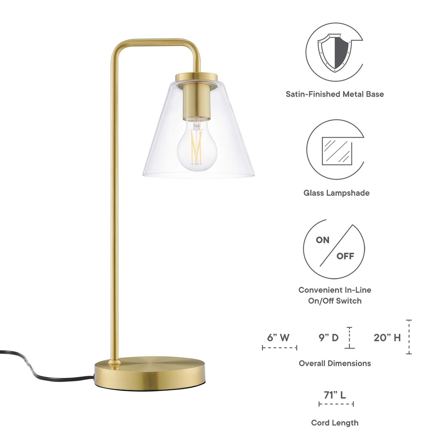 Element Glass Table Lamp by Furniture For America