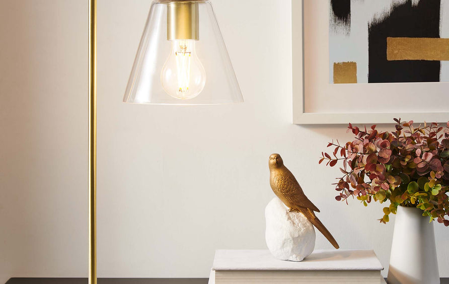 Nico Glass Table Lamp in Satin Brass