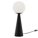 Ines Glass Globe Glass Table Lamp in White Black
