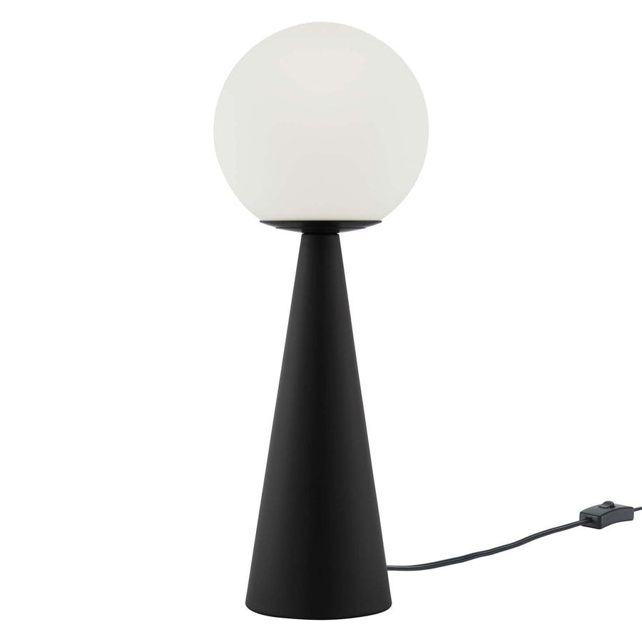 Ines Glass Globe Glass Table Lamp in White Black