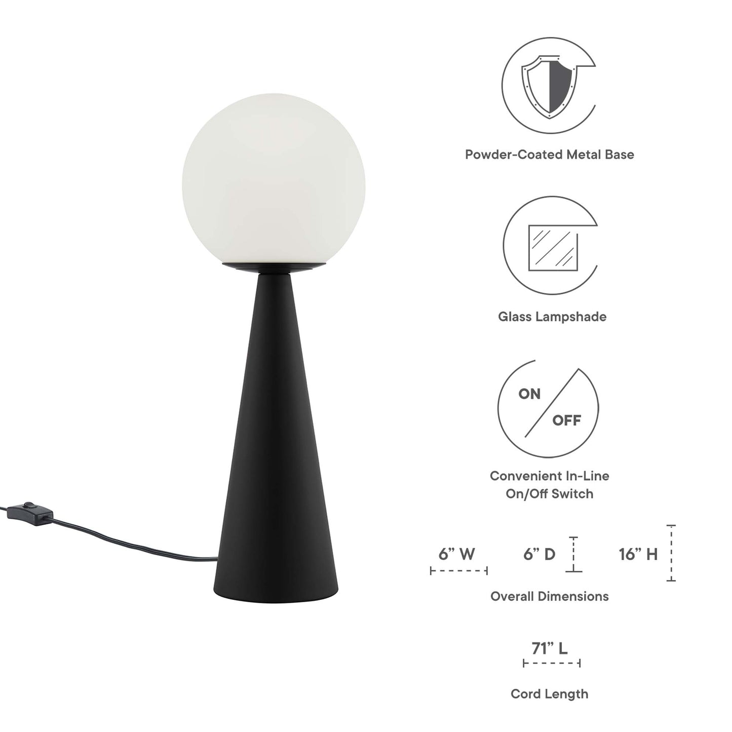 Apex Glass Globe Glass Table Lamp by Furniture For America