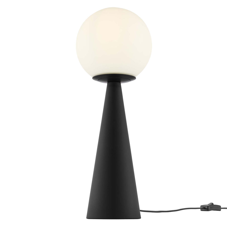 Ines Glass Globe Glass Table Lamp in White Black