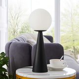 Ines Glass Globe Glass Table Lamp in White Black