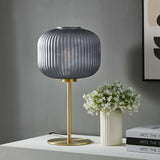 Adare Glass Sphere Glass and Metal Table Lamp in Black Satin Brass