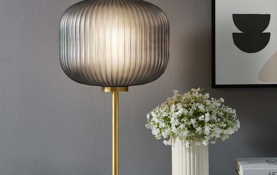 Adare Glass Sphere Glass and Metal Table Lamp in Black Satin Brass