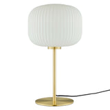 Adare Glass Sphere Glass and Metal Table Lamp in White Satin Brass