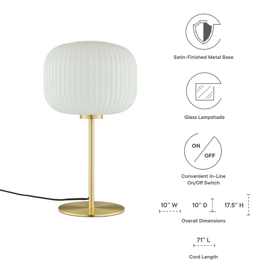 Adare Glass Sphere Glass and Metal Table Lamp in White Satin Brass