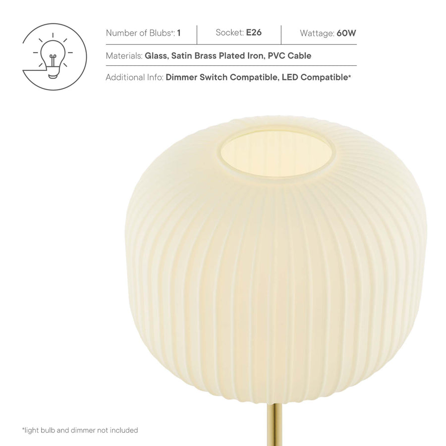 Adare Glass Sphere Glass and Metal Table Lamp in White Satin Brass