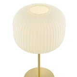 Adare Glass Sphere Glass and Metal Table Lamp in White Satin Brass