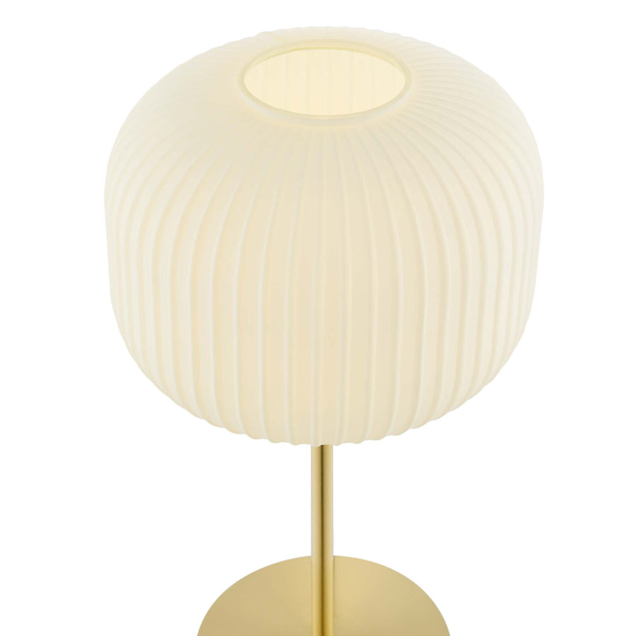 Adare Glass Sphere Glass and Metal Table Lamp in White Satin Brass