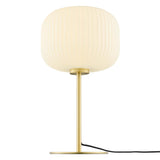 Adare Glass Sphere Glass and Metal Table Lamp in White Satin Brass