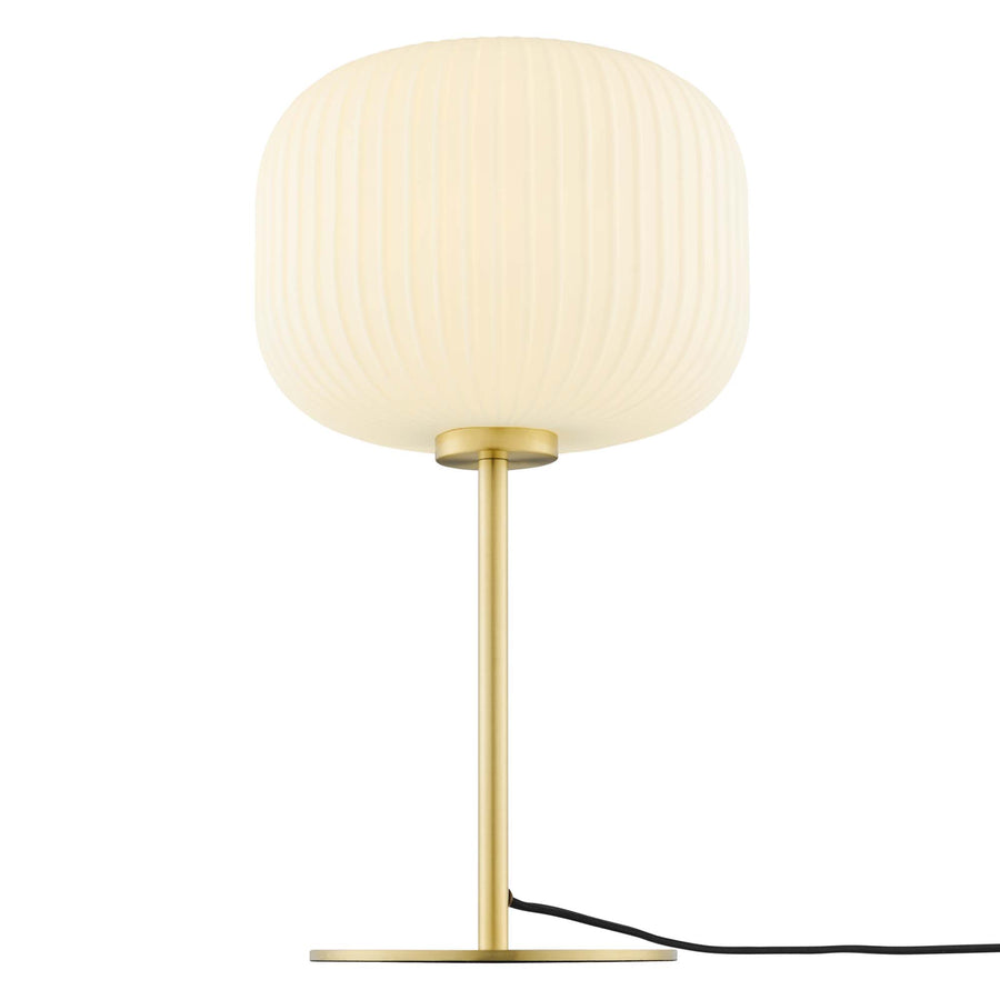Adare Glass Sphere Glass and Metal Table Lamp in White Satin Brass