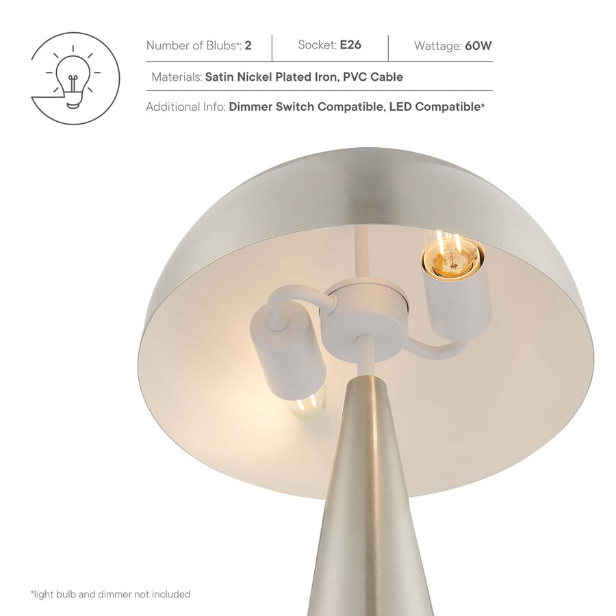 Cashel Metal Table Lamp in Satin Nickel