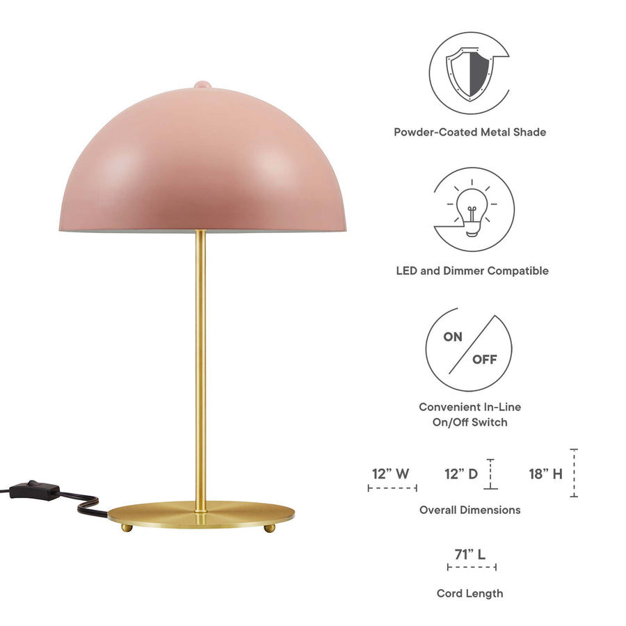 Jonquil Metal Table Lamp in Pink Satin Brass