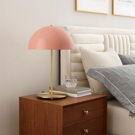 Ideal Metal Table Lamp in Pink Satin Brass