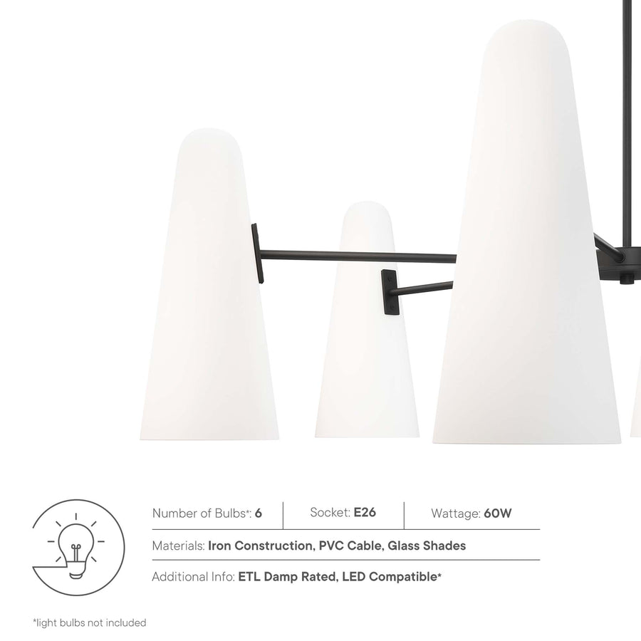Tova 6-Light Chandelier in Opal Black