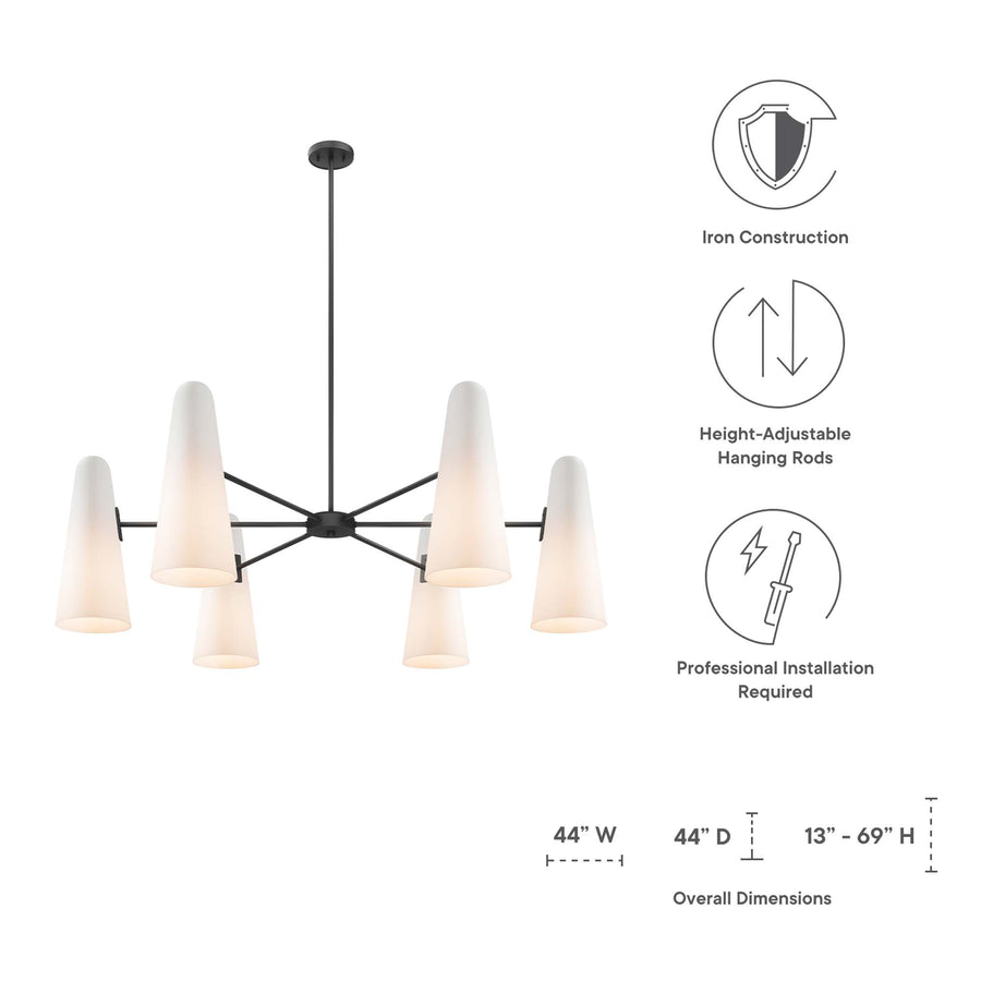 Tova 6-Light Chandelier in Opal Black