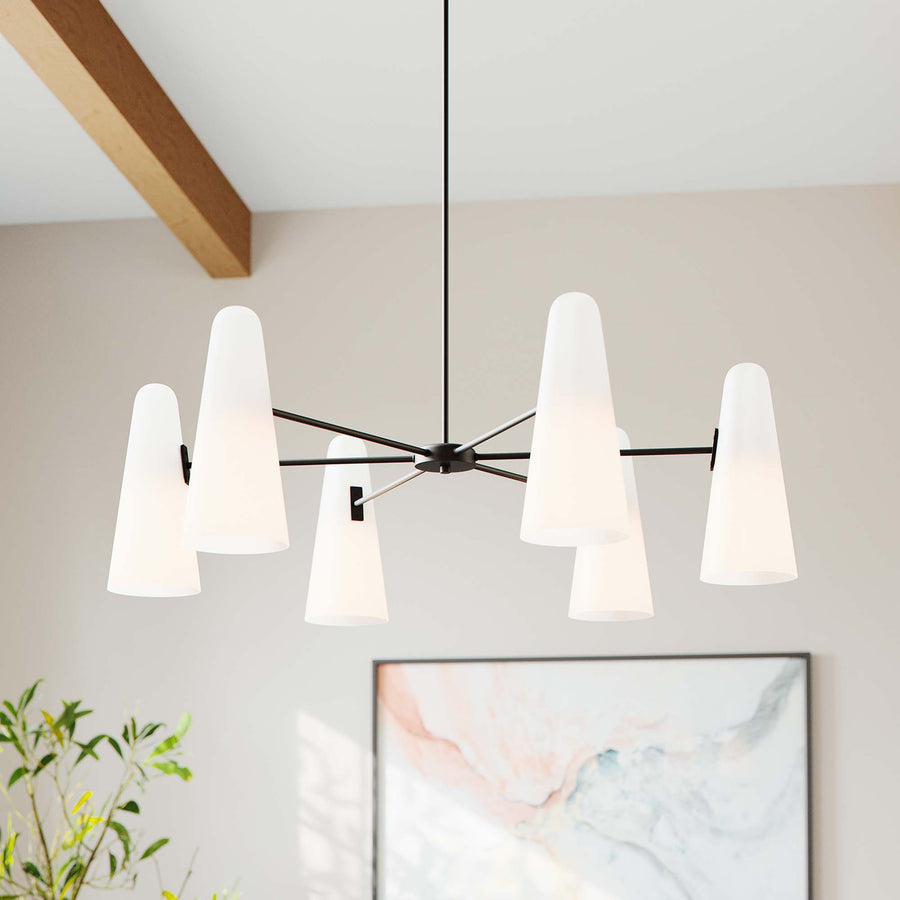 Tova 6-Light Chandelier in Opal Black