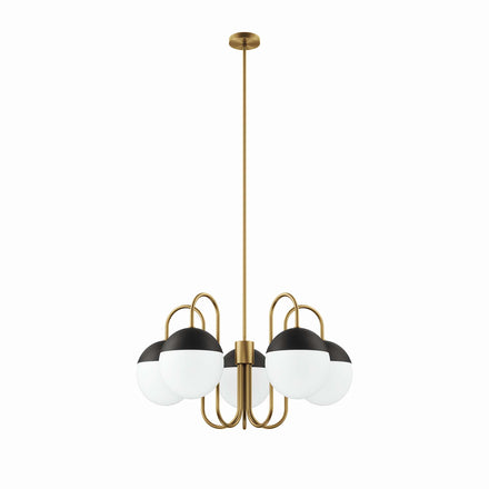 Stellar 5-Light Chandelier in Opal Satin Brass