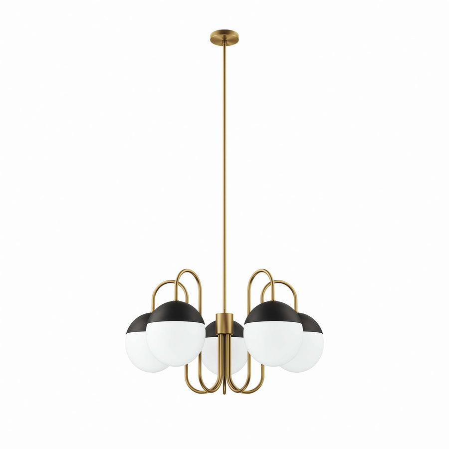 Vesna 5-Light Chandelier in Opal Satin Brass