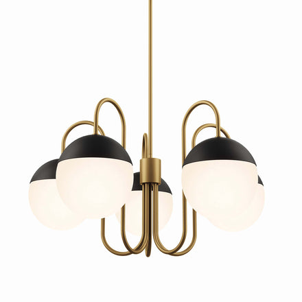 Stellar 5-Light Chandelier in Opal Satin Brass