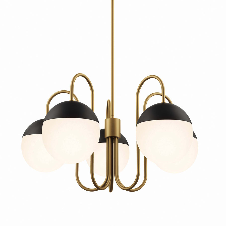 Vesna 5-Light Chandelier in Opal Satin Brass