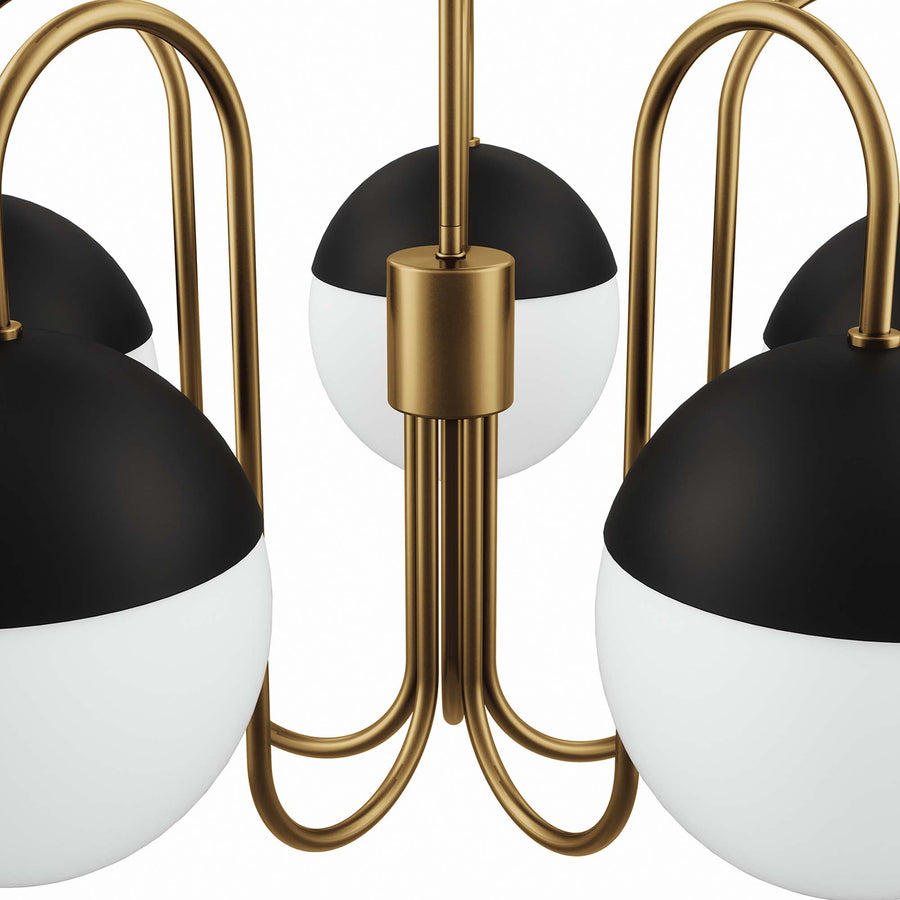 Vesna 5-Light Chandelier in Opal Satin Brass