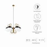 Vesna 5-Light Chandelier in Opal Satin Brass