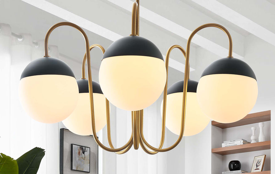 Vesna 5-Light Chandelier in Opal Satin Brass