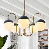 Vesna 5-Light Chandelier in Opal Satin Brass