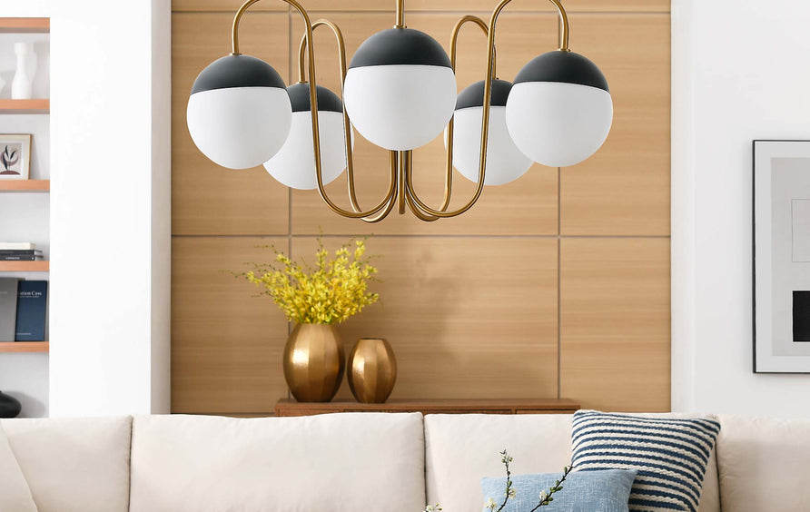 Vesna 5-Light Chandelier in Opal Satin Brass